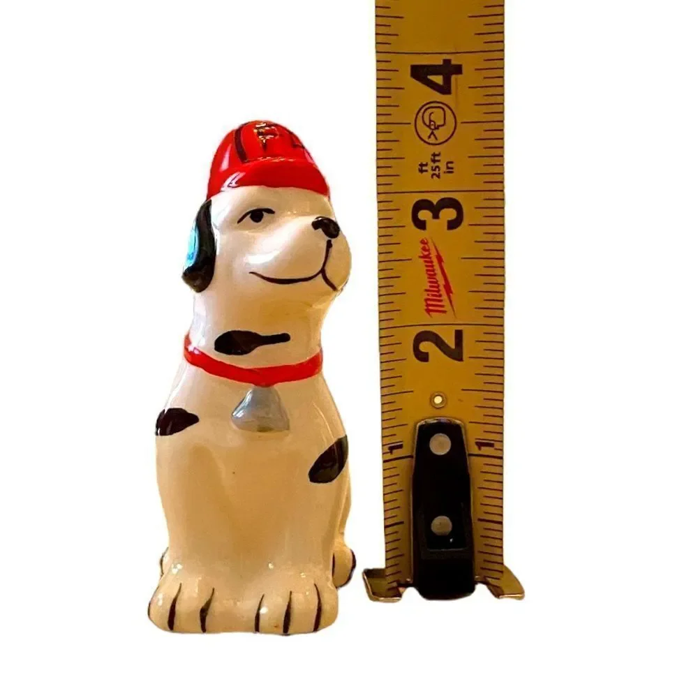 Salt And Pepper Ceramic Shakers Red Fire Hydrant & Dalmatian Dog